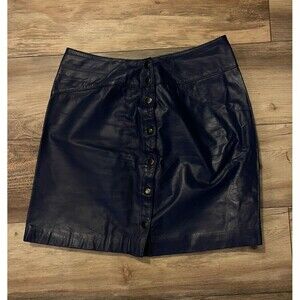 Charley's Leathers Women's Royal Blue Leather Skirt Snap up Size 13/14